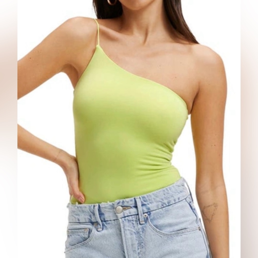 NWT Good American Good Touch One Shoulder 90s Bodysuit
